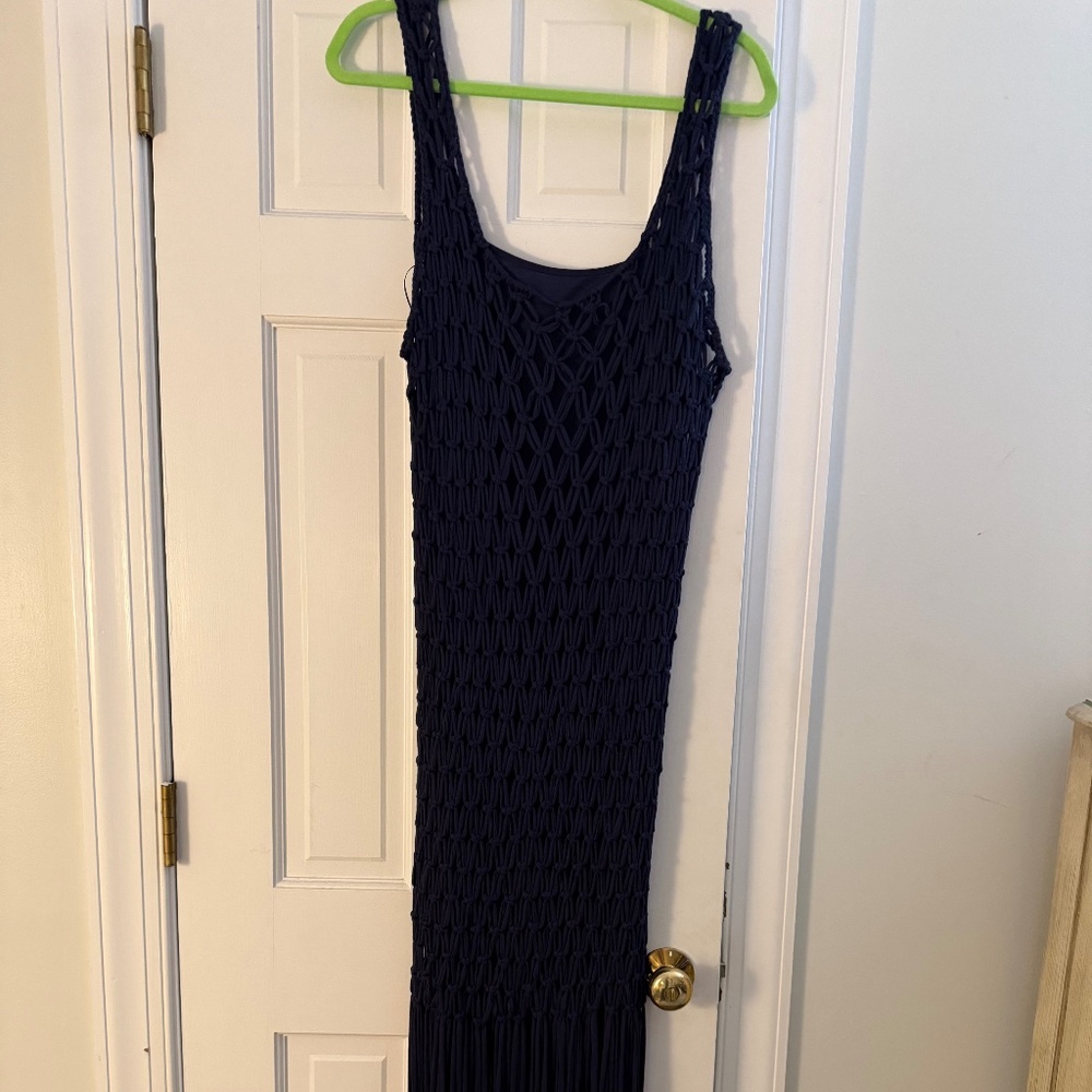 Crochet Navy Blue Resort Wear Dress
